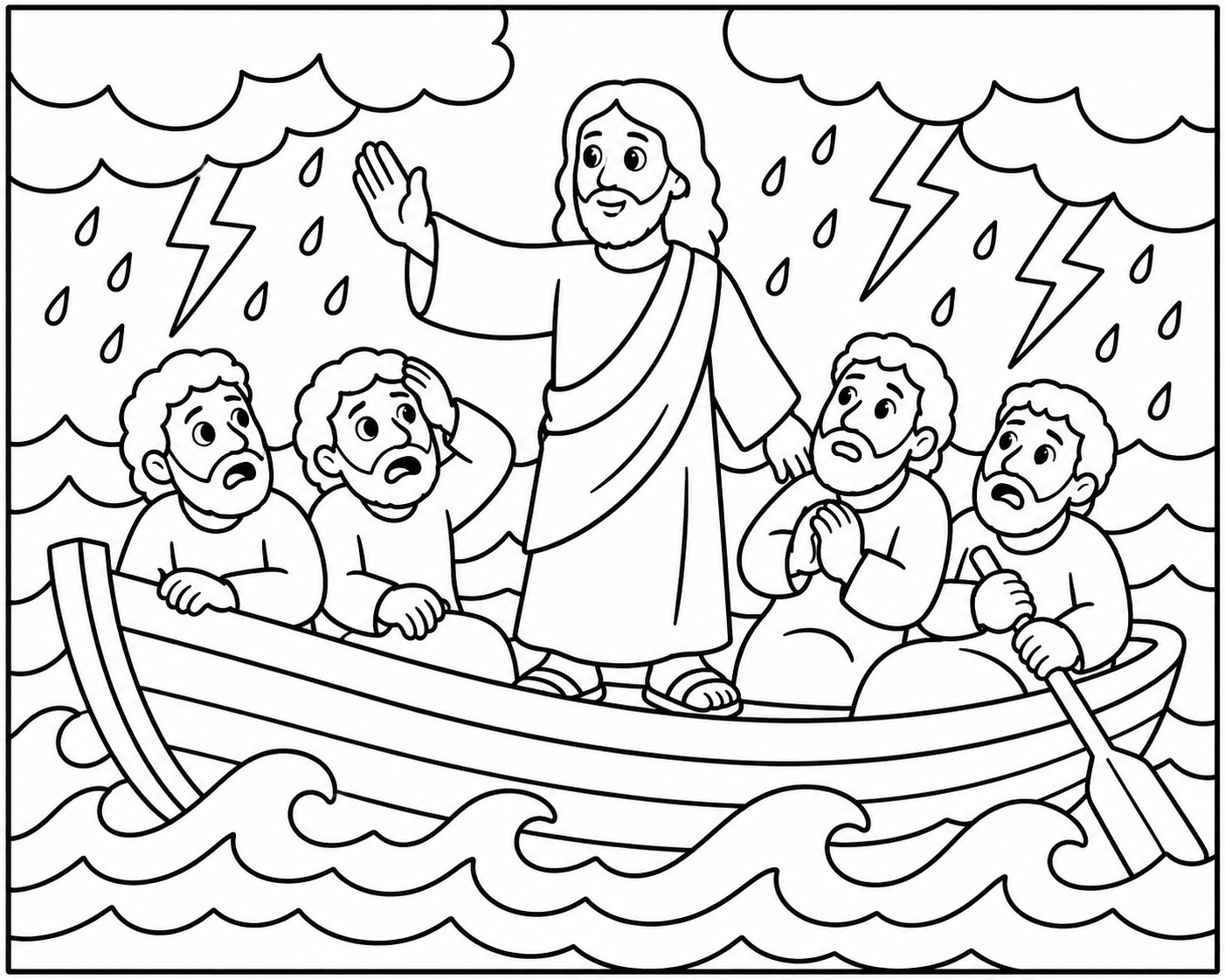 Jesus Calms the Storm coloring page