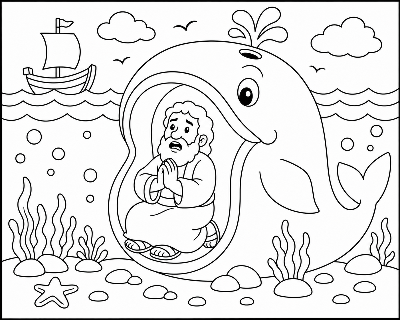 Jonah & the Whale coloring page