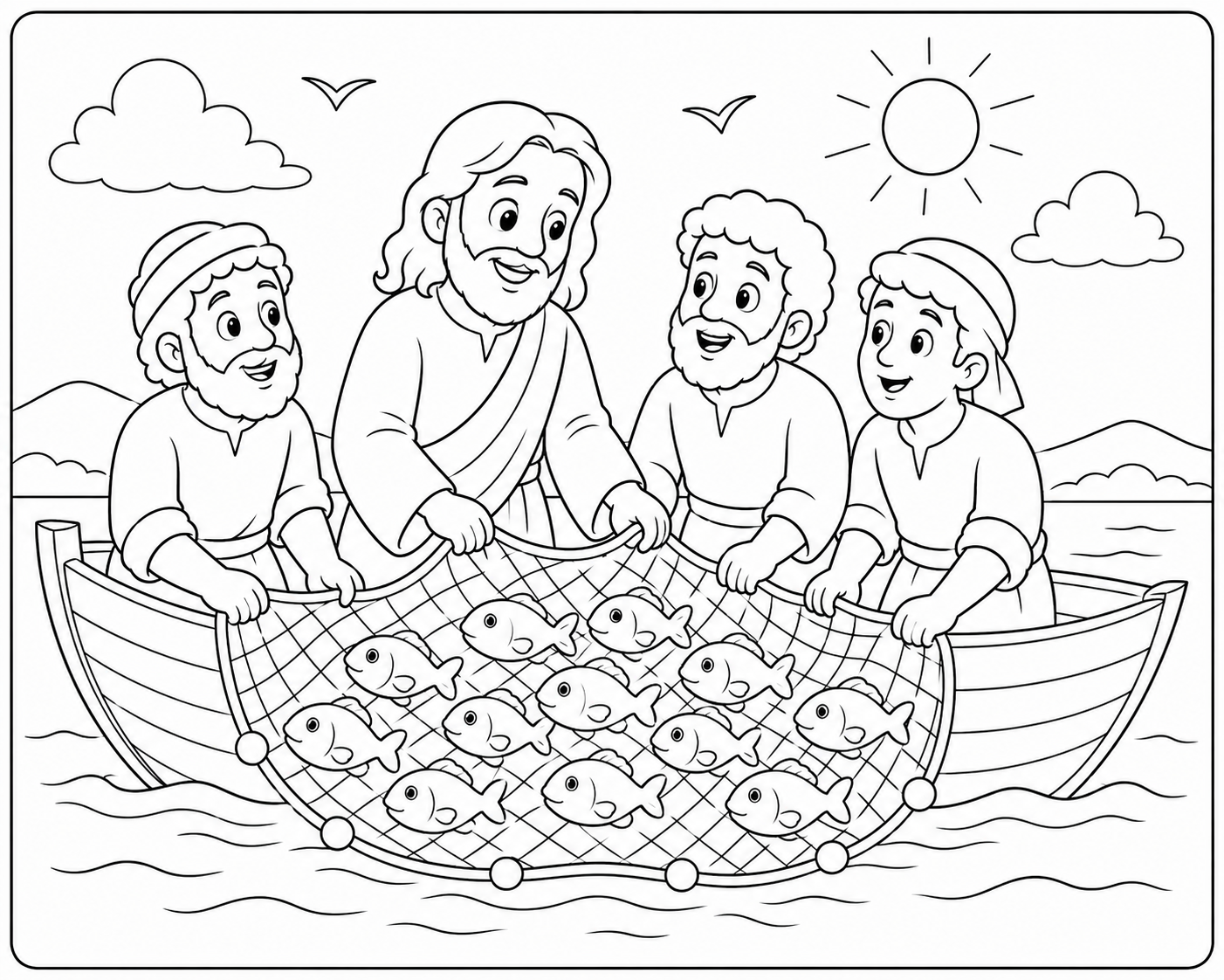 The Miraculous Catch coloring page