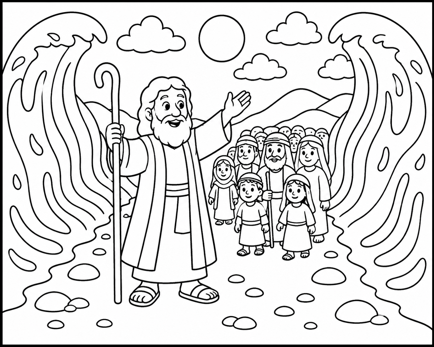 Moses & the Red Sea coloring page